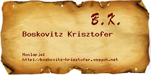 Boskovitz Krisztofer névjegykártya